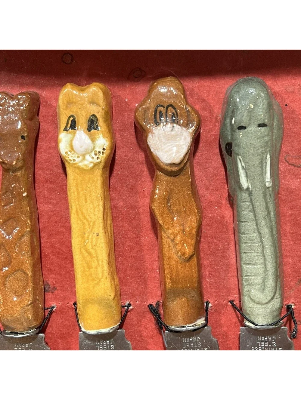 Vintage Boston Warehouse Butter Spreader Cheese Knife 6 Pc. Set Zoo Animals